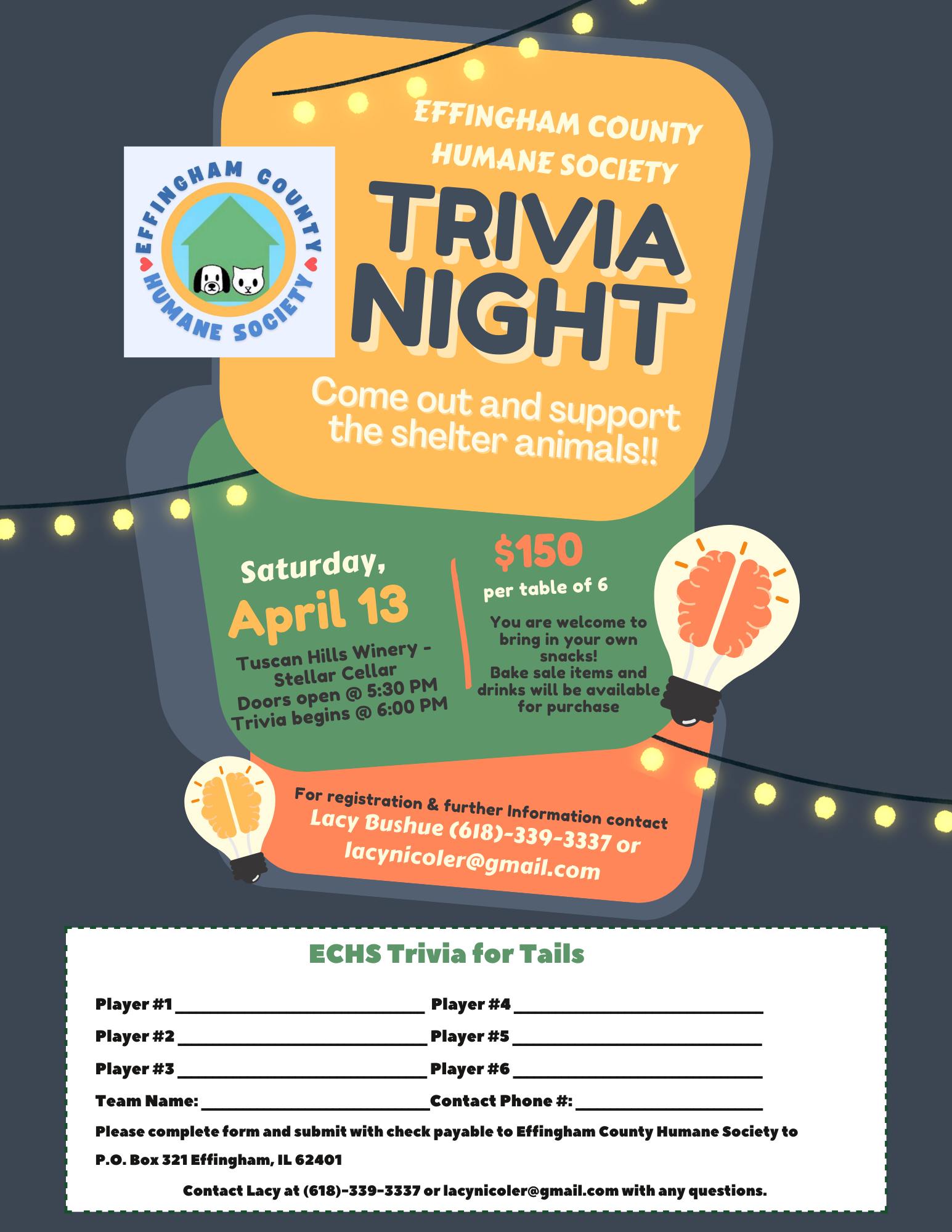 Trivia For Tails - Effingham Humane Society